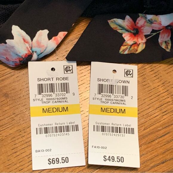 INTERNATIONAL CONCEPTS INTIMATES Nightgown Robe Set Women’s M Black Floral Pink. - Picture 13 of 16